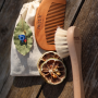 Mystic Therapy 2-Piece Set | 100% Natural Goat Hair Soft Face/Hair Care Brush + Cherry Wood Comb